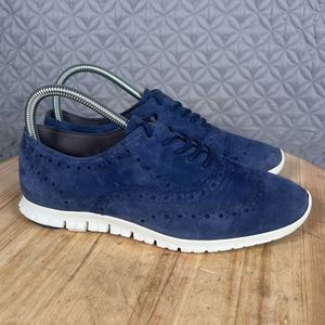 Cole Haan Womens Zerogrand Wingtip Oxford Shoes Sz 8.5 Blue Suede W14474